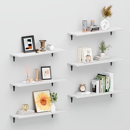 SKYSEN Floating Shelves for Wall Set of 6, 23.6in Wood Wall Shelf for Decor by skysen