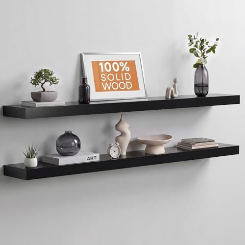 Homeforia 48 Inch Floating Shelves, High-End Solid Pine Wood by Homeforia