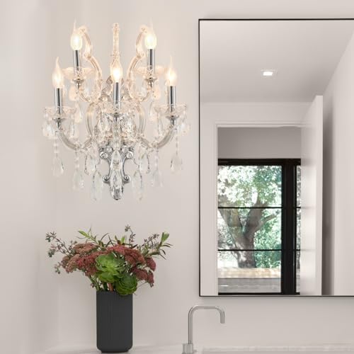 YLONG-ZS Large Modern Crystal Wall Sconce， Lights-5 Light Crystal Wall Sconce - Image 5