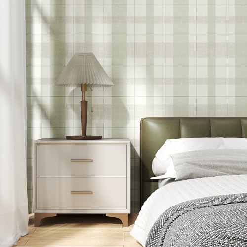 Timeet Modern Peel and Stick Wallpaper Wallpaper Light Green Gray Boho Contact - Image 2