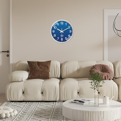 XNM 8 Inch Small Classic Blue Wall Clocks Battery Operated - Image 2