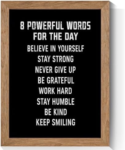 Golden Framed 8 Powerful Words For The Day Motivational Canvas Wall Art by Handmade