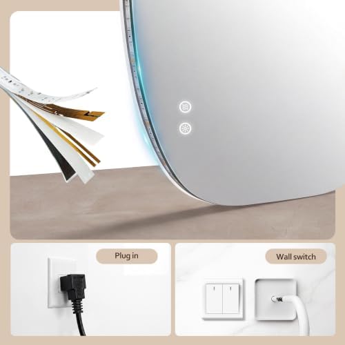 48''x30'' Backlit Mirror Bathroom Wall Rectangular Oval, LED Bathroom Mirror - Image 7