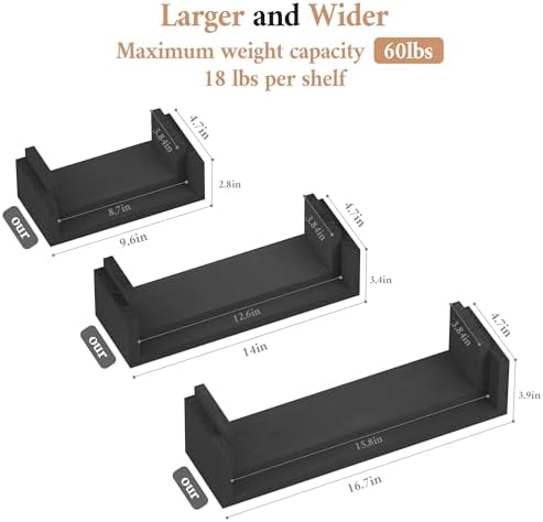SRIWATANA Black Floating Shelves - Image 3
