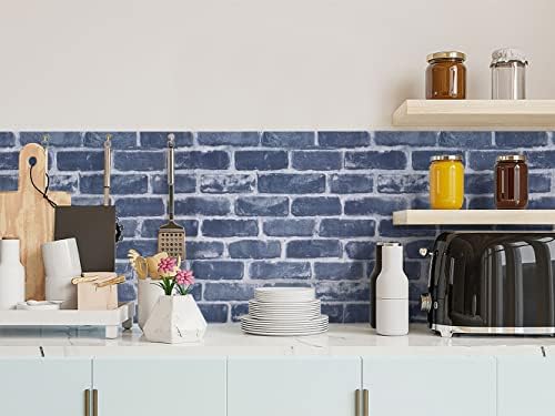 Timeet Blue Brick Wallpaper Peel and Stick Wallpaper 17.7" x 118.11" - Image 5