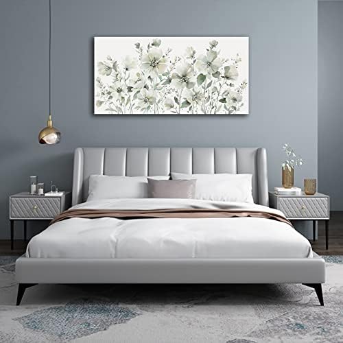 Elegant Flowers Wall Art Abstract Floral Pictures Wall Decor Modern Green - Image 3