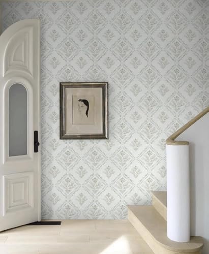 Kitico Peel and Stick Retro Bohemian Wallpaper Light Beige Contact Paper Flower - Image 4