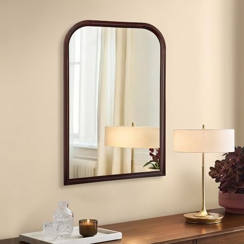 Bathroom Mirror for Wall, Arched 24 x 36 inch Vanity Dark Brown Mirror - Image 2