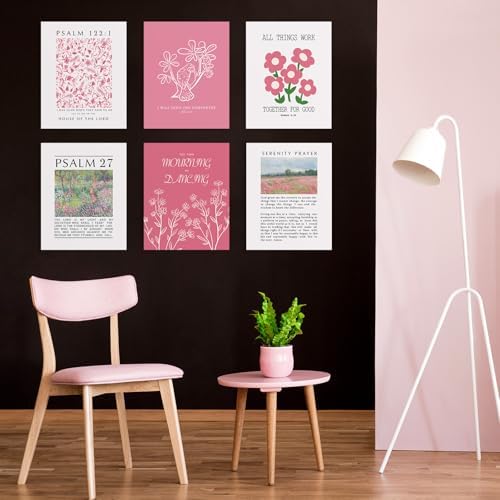 Habseligkeit Pink Flower Wall Art Prints, Retro Wall Decors - Image 4