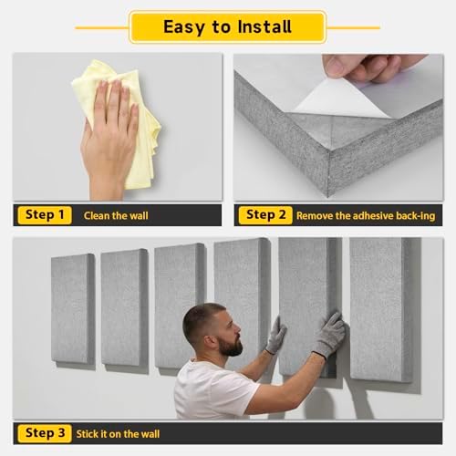 4 PCS 2" Thick Acoustic Panels, 23.6" x 11.8", Fiberglass Sound Absorbing Panels - Image 6