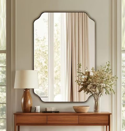 ANDY STAR Brushed Gold Scalloped Bathroom Mirror by ANDYSTAR