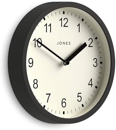 JONES CLOCKS® Spin wall Clock | Small Modern Round Clock | 8" | Dark Gray | by JONESCLOCKS