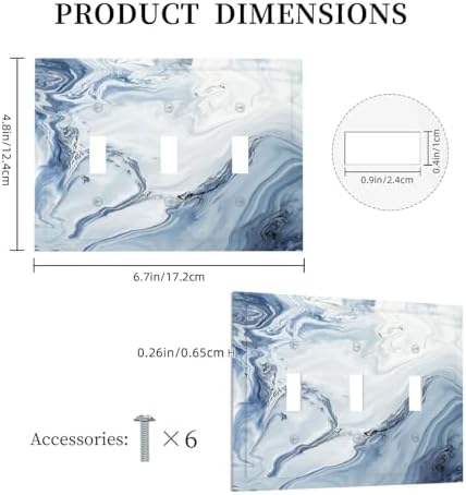 Decorative Switch Plates Blue Marble Pattern 3 Gang Wall Plate Faceplate Triple - Image 5