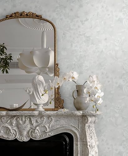 Heroad Grey Peel and Stick Wallpaper Floral Contact Paper Vintage Wall Paper - Image 2
