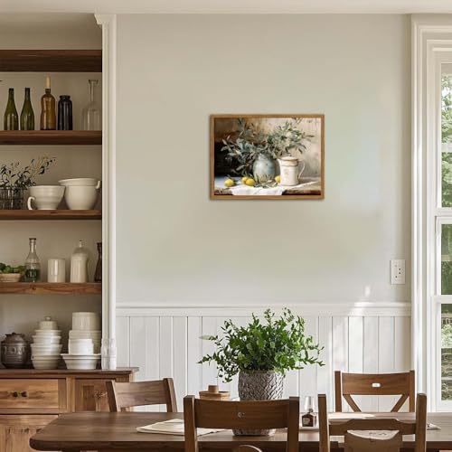 Framed Vintage Kitchen Wall Art, Rustic Yellow Lemon Still Life Pictures Wall - Image 6