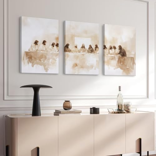 Jesus Wall Art Set of 3 Last Supper Wall Decor Christian Canvas Wall Art - Image 6