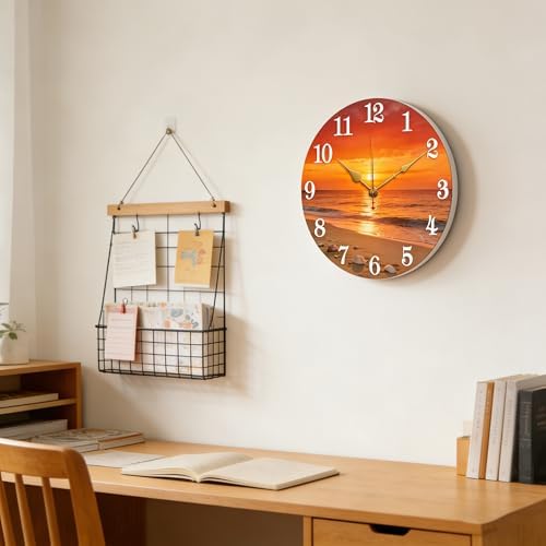 12 Inch Wooden Wall Clock, Silent Non-Ticking Battery Operated - Image 6