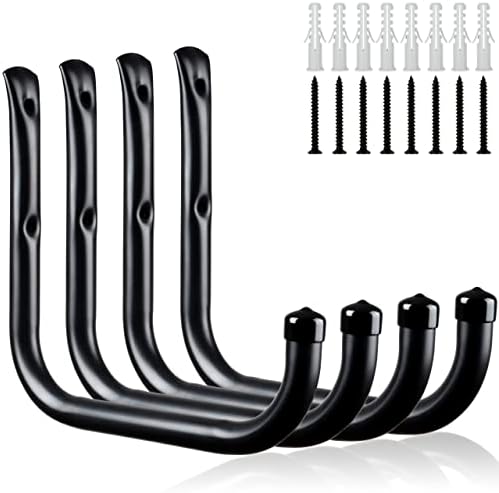 KURUI Wall Hooks for Garage Garden, 4 Pack Water Hose Holder, Large Garage by KURUI