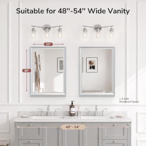 USHOWER 2 Pack 22x30 Inch Brushed Nickel Bathroom Mirrors - Image 3