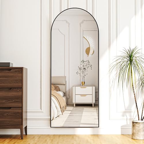 Simple Deluxe 59"x16" Arched Full Length Mirror–Black Aluminum Alloy Floor - Image 6