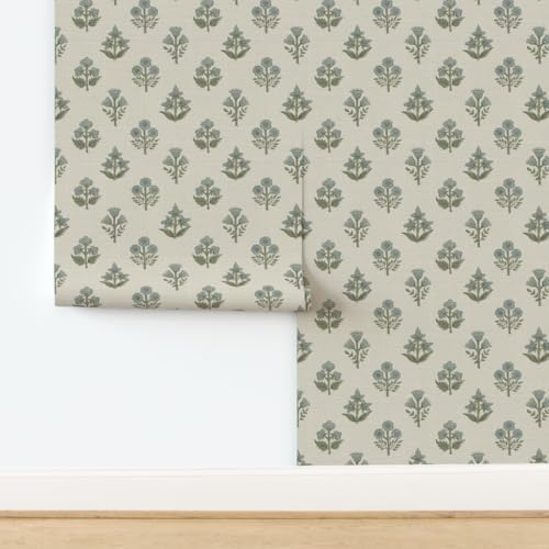 Spoonflower Block Print Neutral Peel and Stick Wallpaper - Image 4