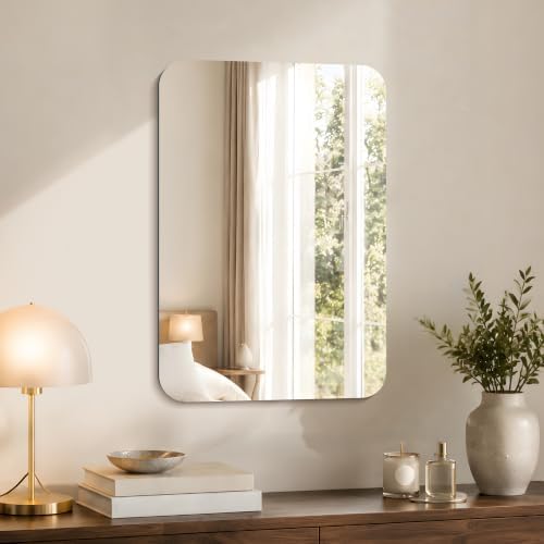 CILIBER Frameless Mirror, 16x24 Inch Rectangle Bathroom Mirror Rounded Corner by CILIBER