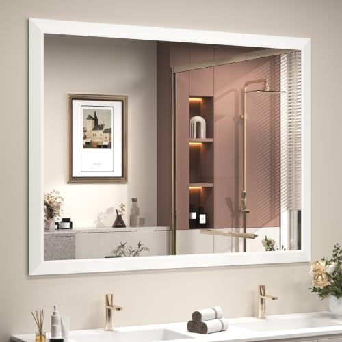 SMIROR 48x36 Matte White Bathroom Vanity Mirror by SMIROR