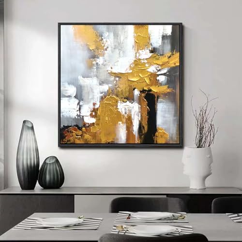 Hand Painted Black and White Abstract Wall Art by HUANGXUWEIYI
