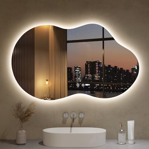 LOVESPEJO Irregular Backlit Mirror Bathroom 40"x24", LED Mirror by LOVESPEJO