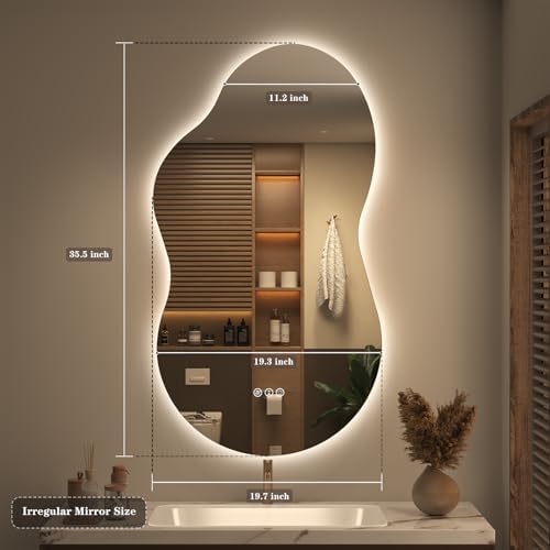 SMIROR 20x36 Irregular Backlit Led Lighted Bathroom Vanity Mirror - Image 2