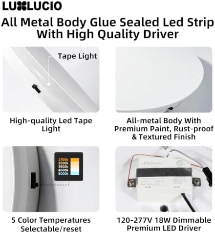 Hardwired 9" Round Backlit White Modern Indoor LED Wall Sconce - Image 4