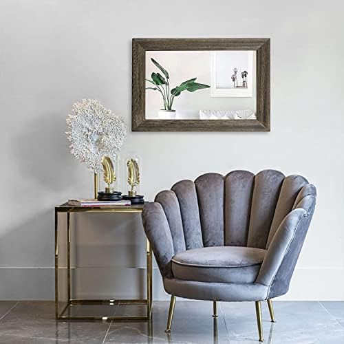 Retro Wall Mirror with Wood Framed Large Rectangle Hanging Mirrors 20"x16" - Image 2