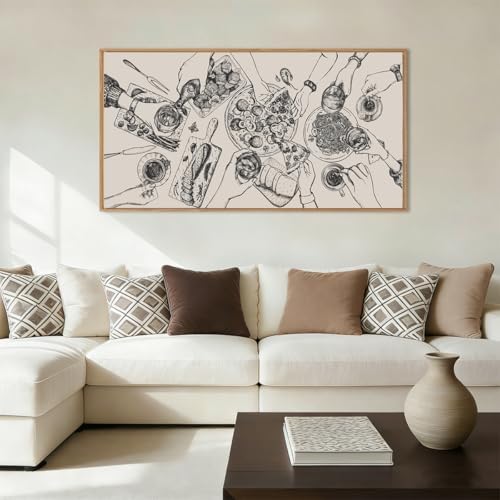 BINCUE Large Framed Wall Art Food and Drink Canvas Wall Decor Pizza Cheers - Image 6