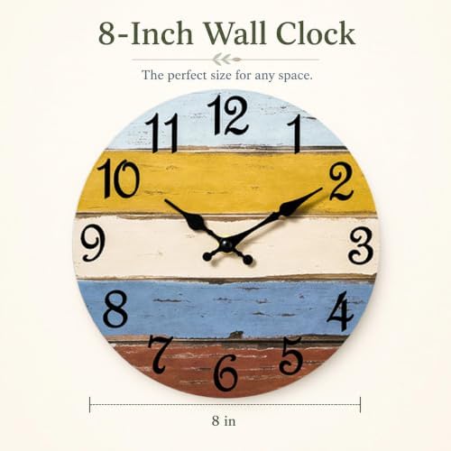 CHYLIN Wall Clock Silent Non-Ticking Battery Operated Colorful Retro - Image 2