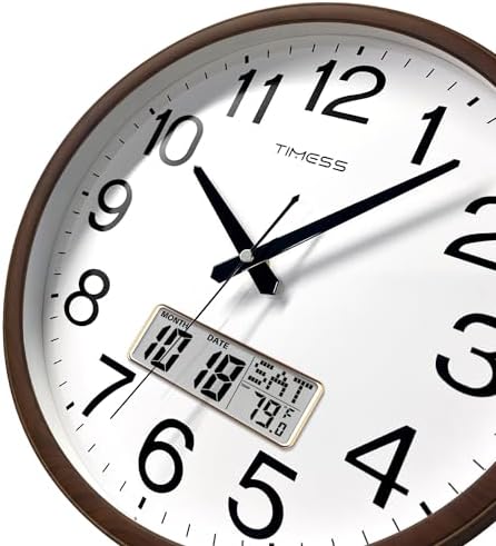 TIMESS 11-Inch Silent Non-Ticking Analog Wall Clock, Wood Brown - Image 2