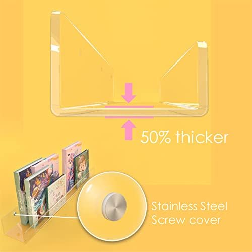 2 Pack 36 Inch Clear Acrylic Kids Wall Bookshelves, Display Rack - Image 5