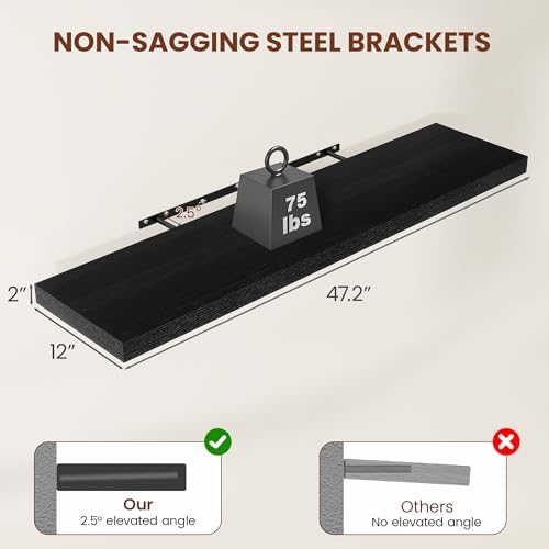 Vivelove Deep Floating Shelves 48x12” Set of 2 - Image 3