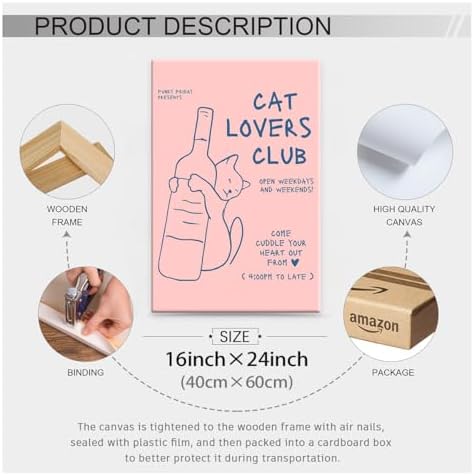 Cute Cat Alcohol Bottle Wall Art Funky Pink and Blue Aesthetic Poster 16x24 - Image 2