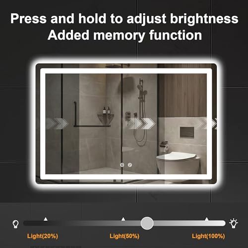 LED Bathroom Mirror with Lights, 30 x 45 Lighted Vanity Wall Mirror - Image 5
