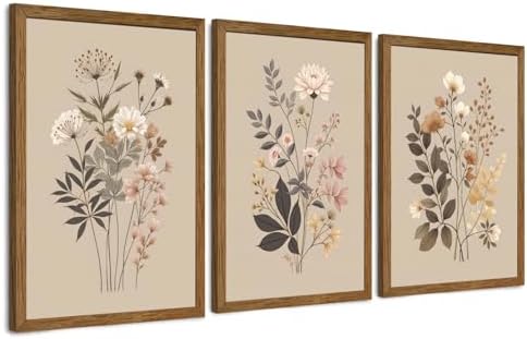 AVECCO 3 Piece Sage Eucalyptus Botanical Framed Canvas Wall Art 20x30 in by Unknown