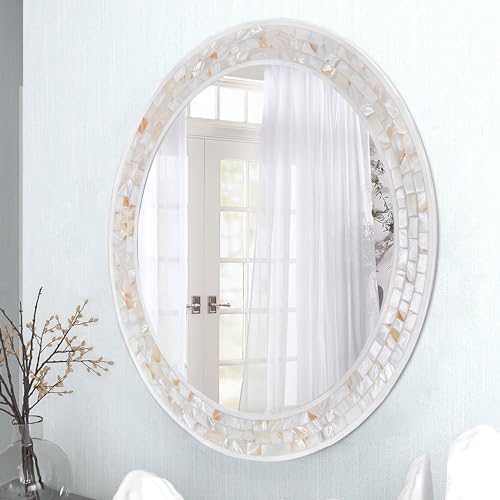 30 Inch Round Wall Mirror with White Frame - Image 4