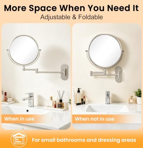 1X/30X Wall Mounted Makeup Mirror, 8 Inch Double-Sided Magnifying Mirror - Image 4