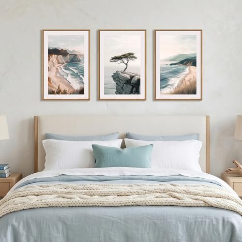 Amalfi Coastal Seascape Framed Canvas Wall Art Set-24"x36"x3 - Image 4