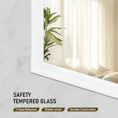 White Wall Mirror for Bathroom, Rectangle Rustic 24 x 36 inch Vanity Mirrors - Image 5