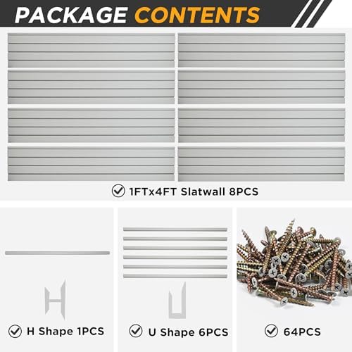 4'x8' Slatwall Panel Garage Storage System, PVC Slat Wall Paneling, Heavy Duty - Image 7