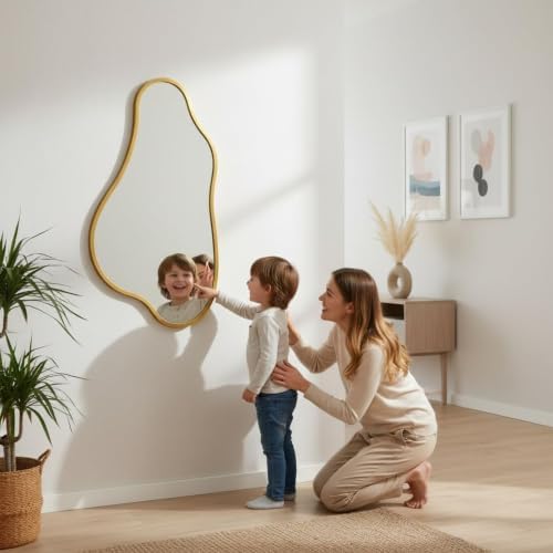 ZIYOO 32x18 Inch Irregular Wall Mirror, Vertical Wavy Design - Image 6