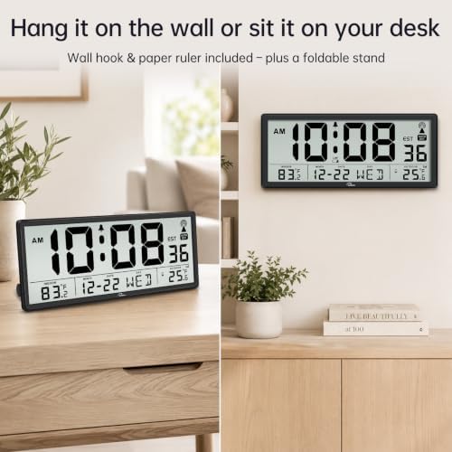 WallarGe Backlight Atomic Wall Clock Battery Operated, Indoor/Outdoor Temp - Image 6