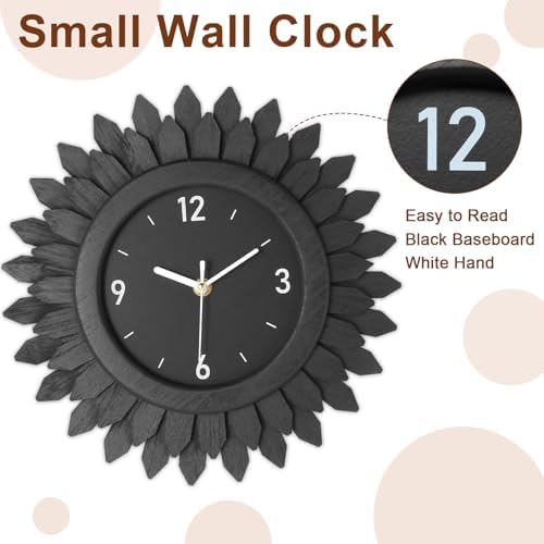 Honiway Wall Clock Battery Operated 12 Inch Rustic Wooden Boho Sunburst - Image 6