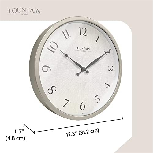 12" Silent Modern Farmhouse Wall Clock, Morning Silver - Image 4
