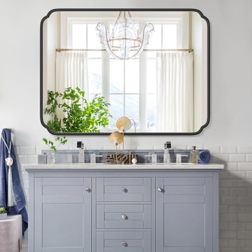 Ferytange 36 x 48 Inch Black Bathroom Vanity Mirror - Image 3
